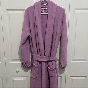 Victoria's Secret Pink Purple Plush Velour Robe Cozy Bathrobe Size M/L